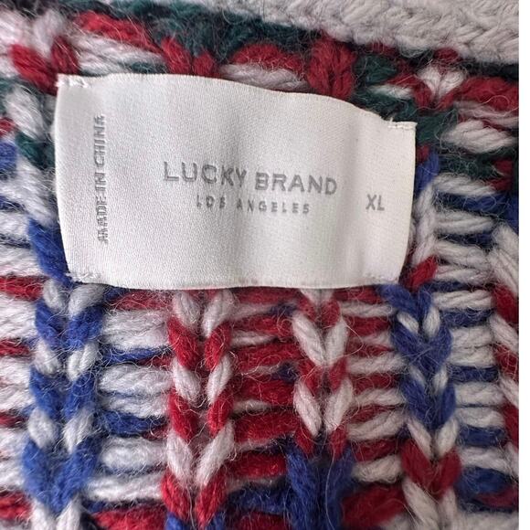 Lucky Brand XL Fair Isle Knit Cream Fisherman Cabincore - Picture 2 of 6